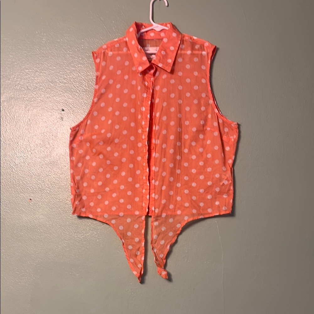 Aeropostale Orange Sleeveless Tie Front Blouse